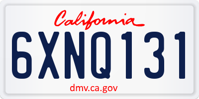 CA license plate 6XNQ131