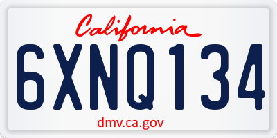 CA license plate 6XNQ134
