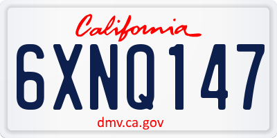 CA license plate 6XNQ147