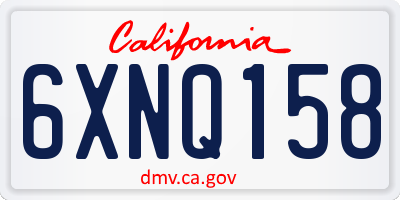 CA license plate 6XNQ158