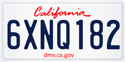 CA license plate 6XNQ182