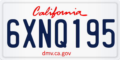 CA license plate 6XNQ195