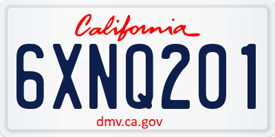 CA license plate 6XNQ201