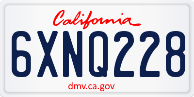 CA license plate 6XNQ228