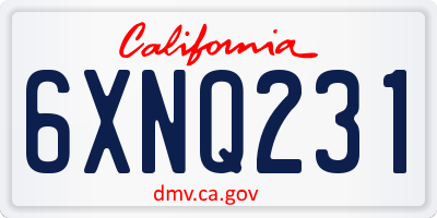 CA license plate 6XNQ231