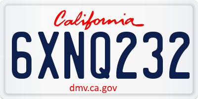 CA license plate 6XNQ232