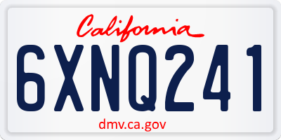 CA license plate 6XNQ241