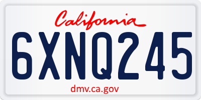 CA license plate 6XNQ245