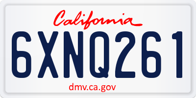 CA license plate 6XNQ261