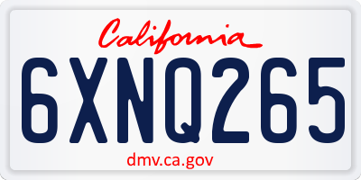 CA license plate 6XNQ265