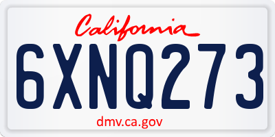 CA license plate 6XNQ273