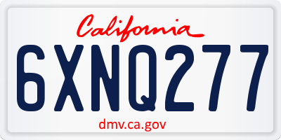 CA license plate 6XNQ277