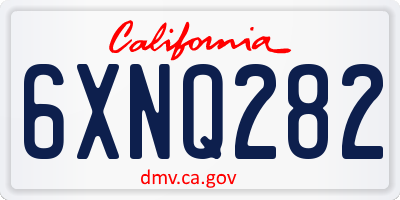 CA license plate 6XNQ282