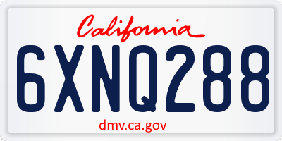 CA license plate 6XNQ288