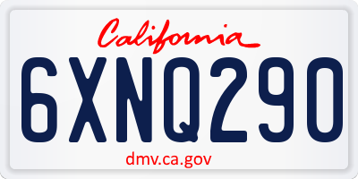 CA license plate 6XNQ290