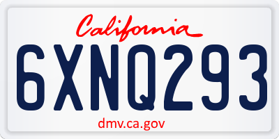 CA license plate 6XNQ293