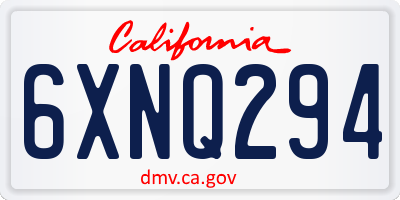 CA license plate 6XNQ294