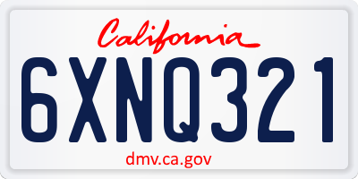 CA license plate 6XNQ321