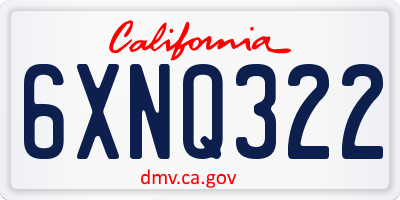 CA license plate 6XNQ322