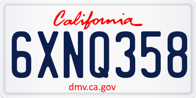 CA license plate 6XNQ358