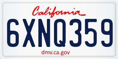 CA license plate 6XNQ359
