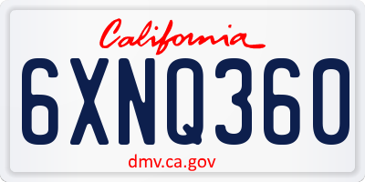 CA license plate 6XNQ360