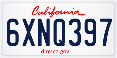 CA license plate 6XNQ397