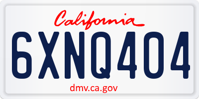 CA license plate 6XNQ404