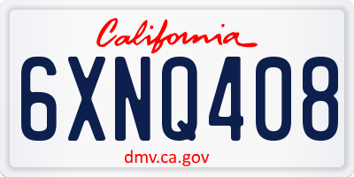 CA license plate 6XNQ408