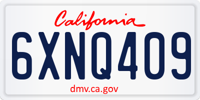 CA license plate 6XNQ409