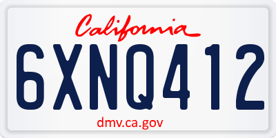 CA license plate 6XNQ412