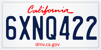 CA license plate 6XNQ422