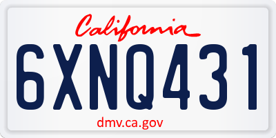 CA license plate 6XNQ431