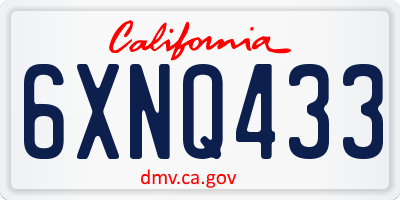 CA license plate 6XNQ433