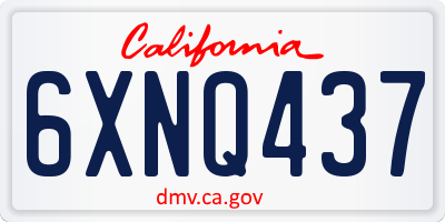 CA license plate 6XNQ437