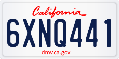 CA license plate 6XNQ441