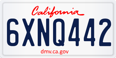 CA license plate 6XNQ442