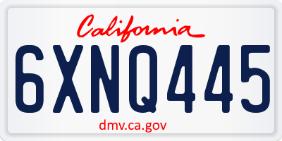 CA license plate 6XNQ445