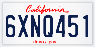 CA license plate 6XNQ451