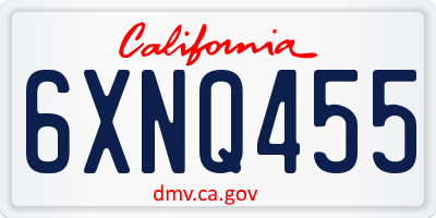 CA license plate 6XNQ455