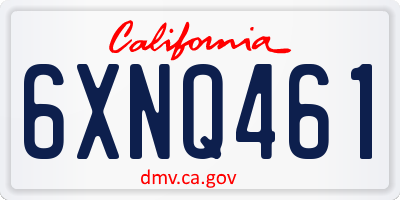 CA license plate 6XNQ461