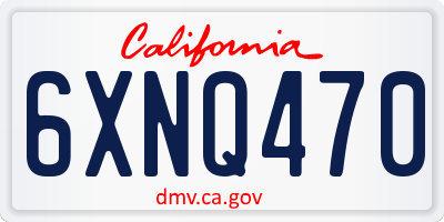 CA license plate 6XNQ470