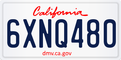 CA license plate 6XNQ480