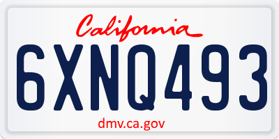CA license plate 6XNQ493