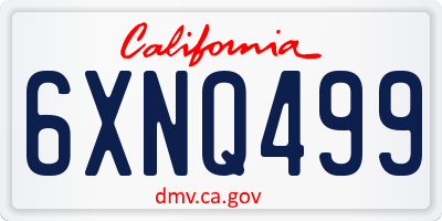 CA license plate 6XNQ499