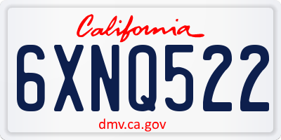 CA license plate 6XNQ522