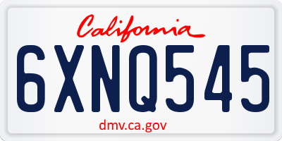 CA license plate 6XNQ545