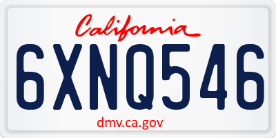 CA license plate 6XNQ546