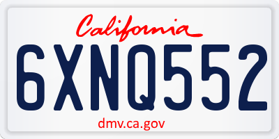 CA license plate 6XNQ552