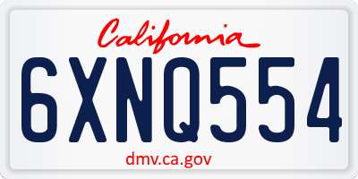 CA license plate 6XNQ554